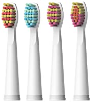 Cabezal de repuesto de cepillo de dientes de Fairywill Cerdas blandas x 4 Rojo o Púrpura Compatible con FW507- FW917…